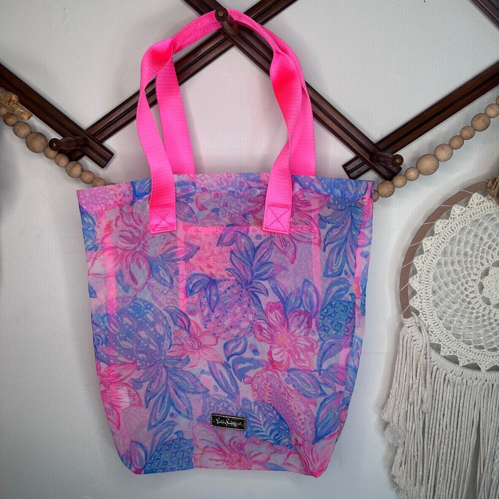 Lilly Pulitzer Mesh Pink Isle Snappy Turtle Tote